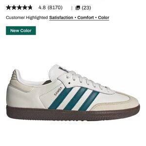 Adidas Samba White and Green Sneakers